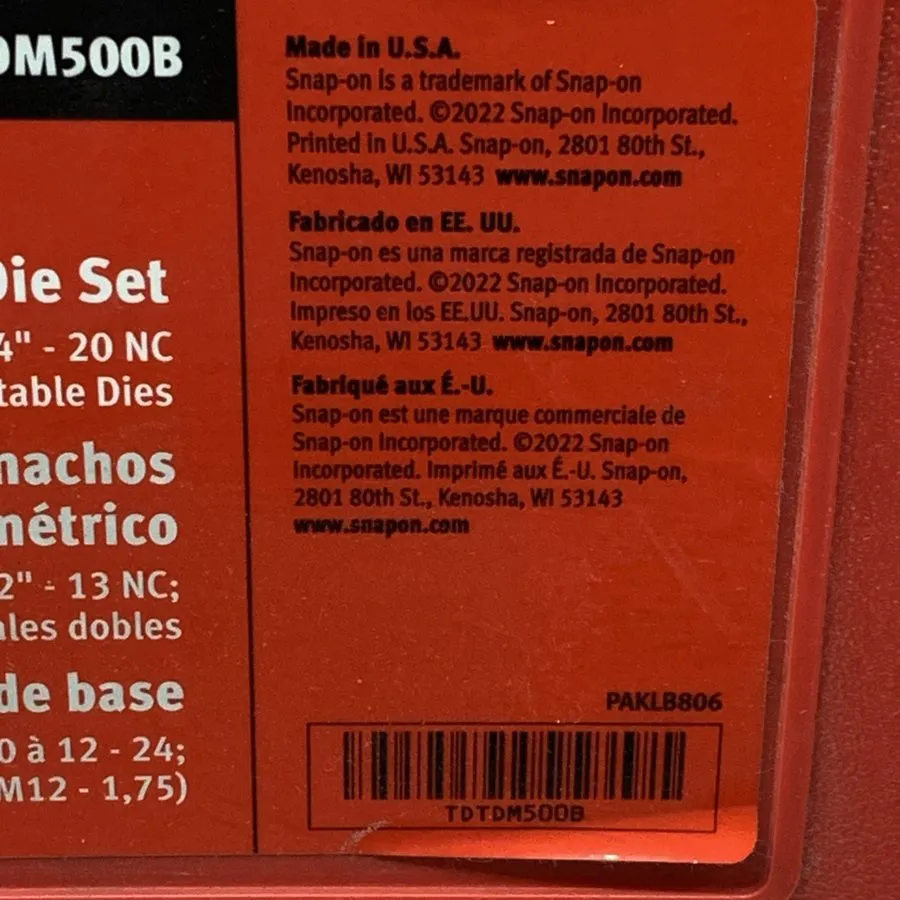 Режущий инструмент Snap On 80-pc SAE & Metric Master Tap & Die Set TDTDM500B — фото лота 2