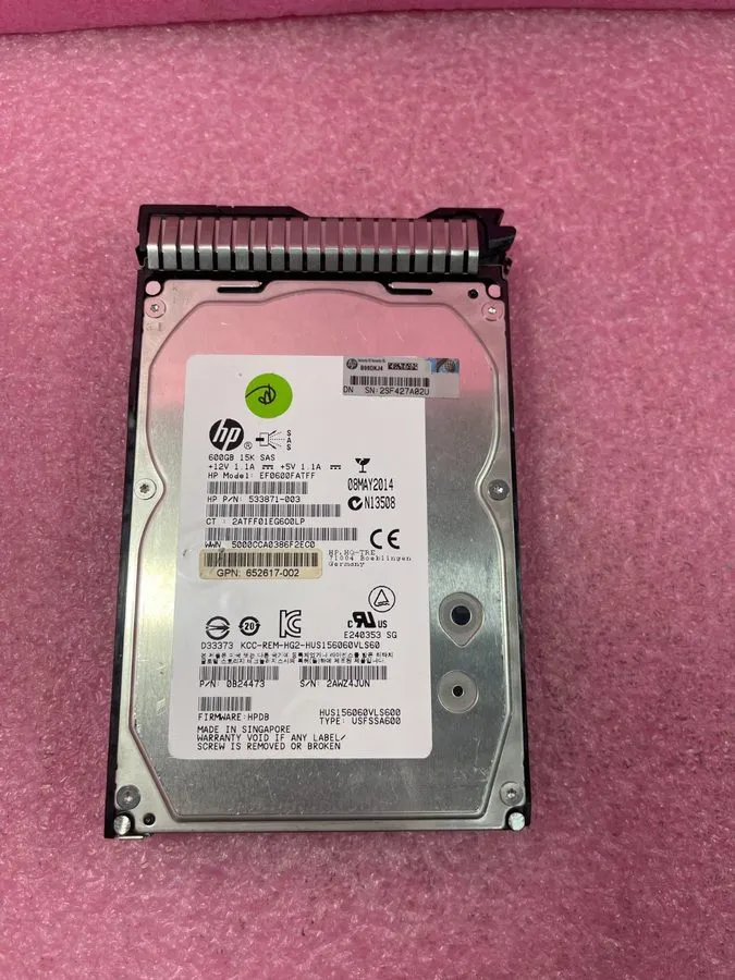 Жёсткий диск HPE 652620-B21 653952-001 600GB 3.5''15K 6G SAS Internal GEN8 HDD
