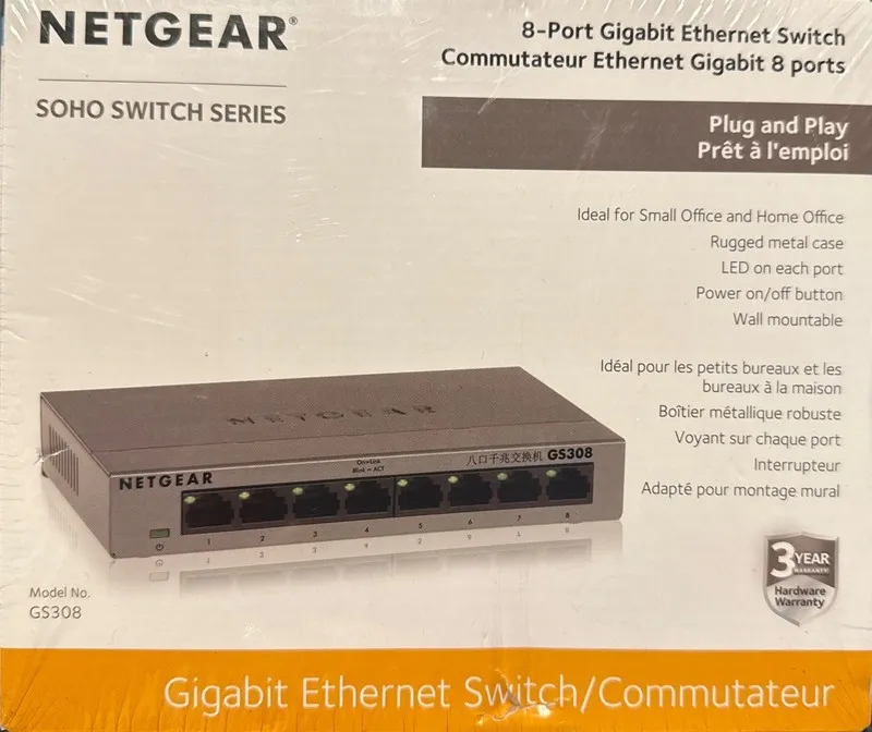 Коммутатор NETGEAR 8-port 10/100/1000mbps Gigabit Ethernet Switch GS308-100PAS — фото лота 1