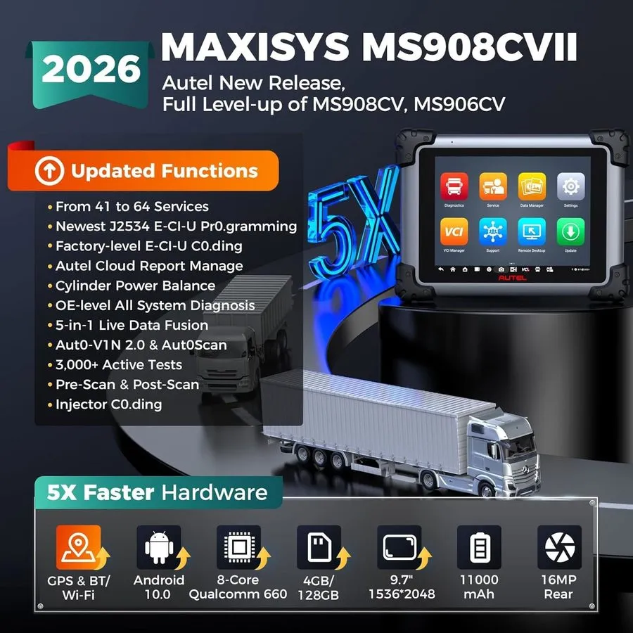 Диагностический сканер 2026 Autel MaxiSys MS908CV II Professional Heavy Duty Sca
