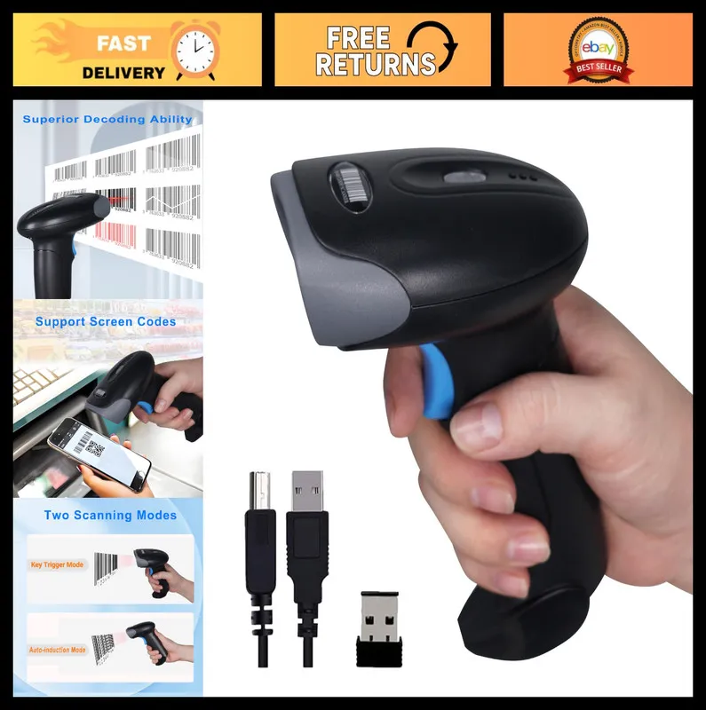 Сканер штрих-кода Wireless Barcode Scanner 2D 1D QR Bluetooth USB 2.4G Handheld 