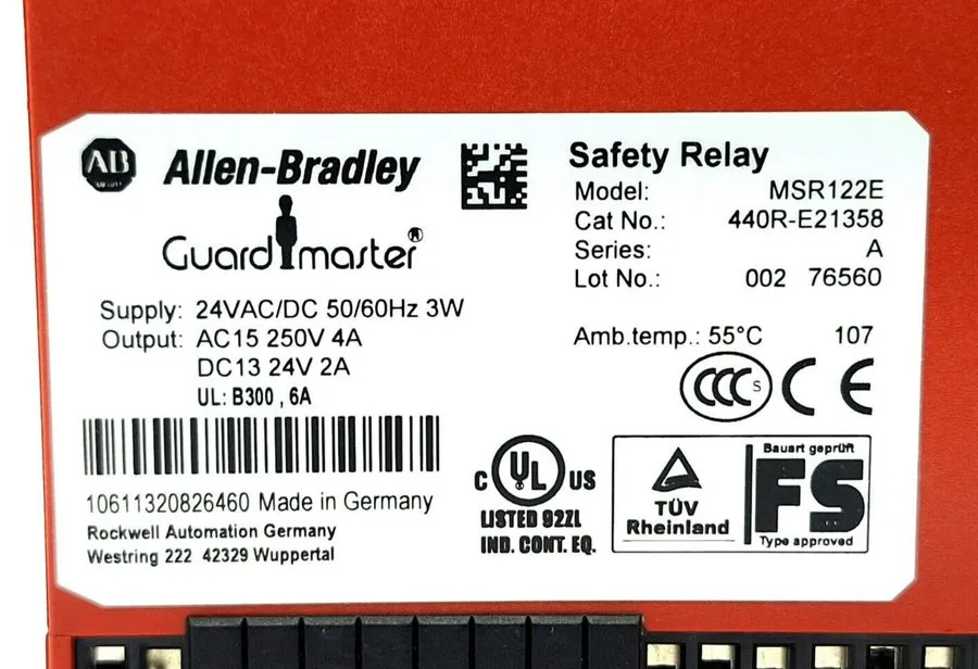 Реле безопасности ALLEN BRADLEY MSR122E GUARDMASTER SAFTY RELAY 440R-E21358 24VA