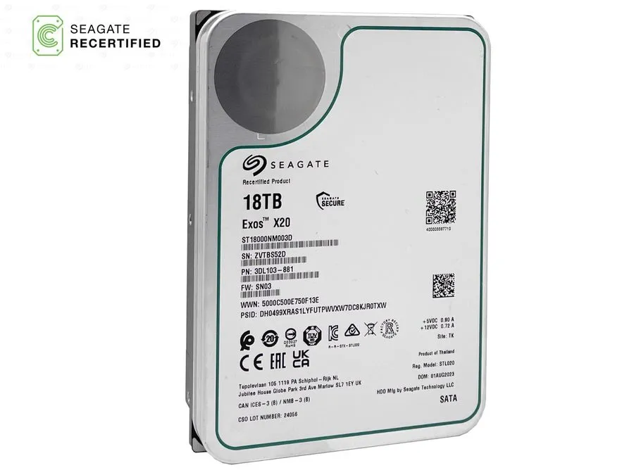 Жёсткий диск Seagate Exos X20 ST18000NM003D 18TB SATA 6Gb/s 7200 3.5" Enterprise