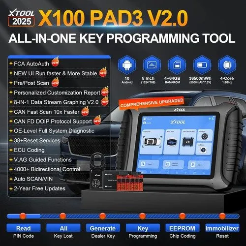 Диагностический сканер XTOOL X100 PAD3 V2.0 OBD2 Scanner Bidirectional Diagnosti — фото лота 1