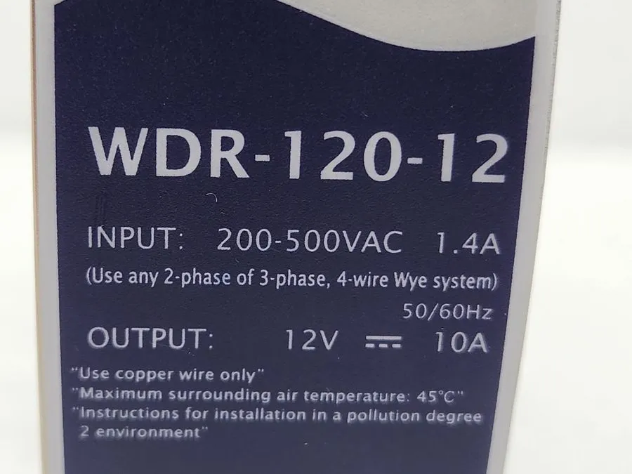 Блок питания MEAN WELL WDR-120-12 POWER SUPPLY 12V 10A 200-500VAC DIN RAIL MOUNT