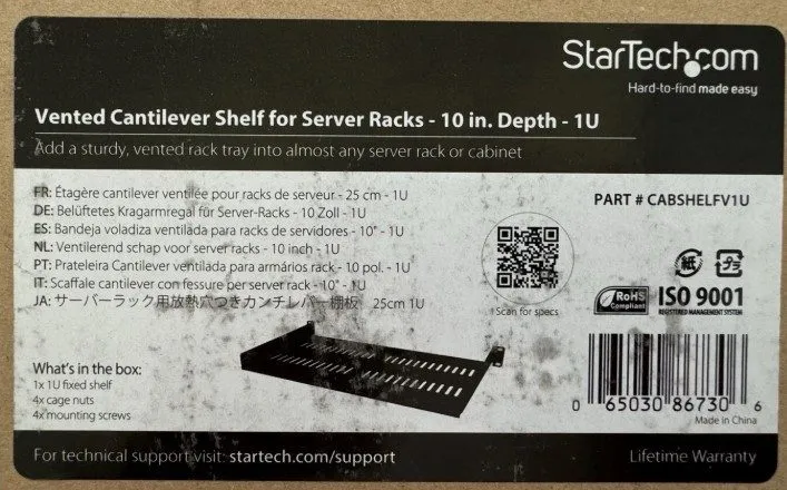 Стойка/шкаф StarTech CABSHELFV1U 1U Vented Fixed Server Rack Shelf Heavy Duty St