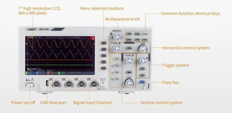 Осциллограф OWON SDS1104 Oscilloscope 4-CH Digital 100MHZ Bandwidth 1GS/s High A