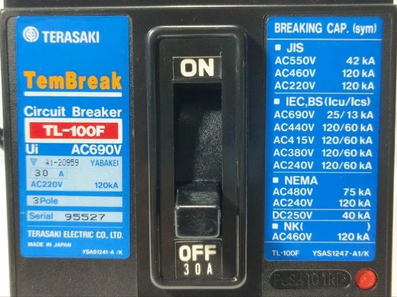 Автоматический выключатель TERASAKI TL-100F Tembreak Circuit Breaker 3 Pole AC69