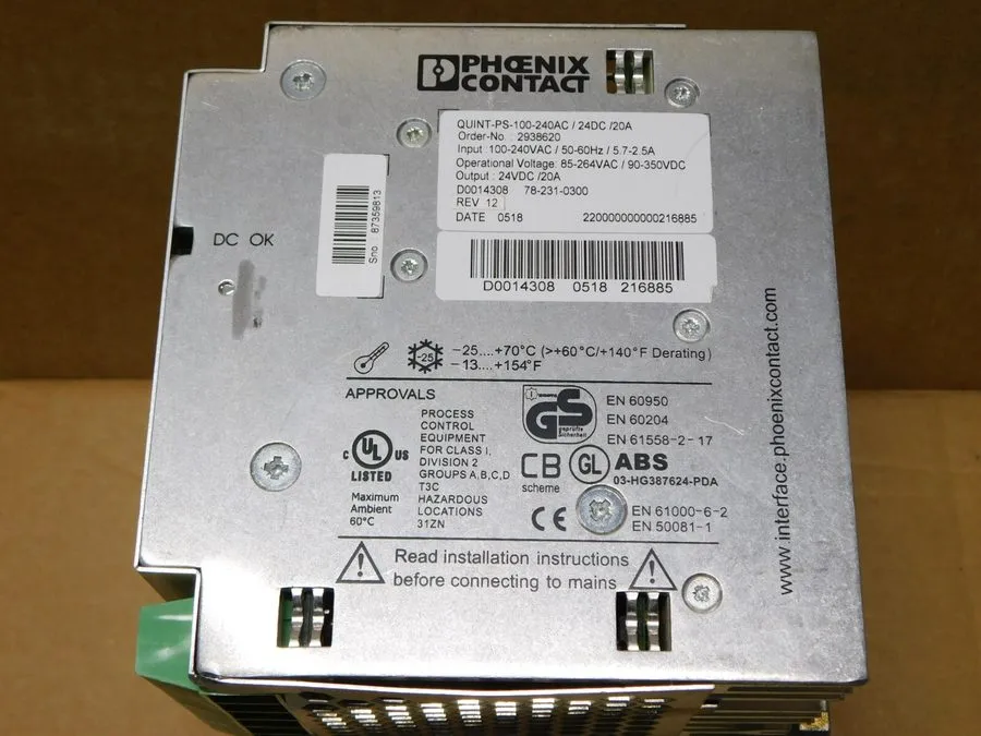 Блок питания Phoenix Contact QUINT-PS-100-240AC/24DC/20A DC Power Supply 24VDC 2