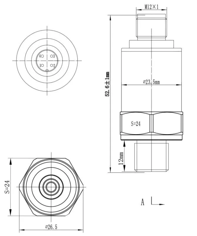 Датчик давления Pressure Transmitter SS316L G1/4 M12-4Pin 4-20mA 0-10V Corrosive