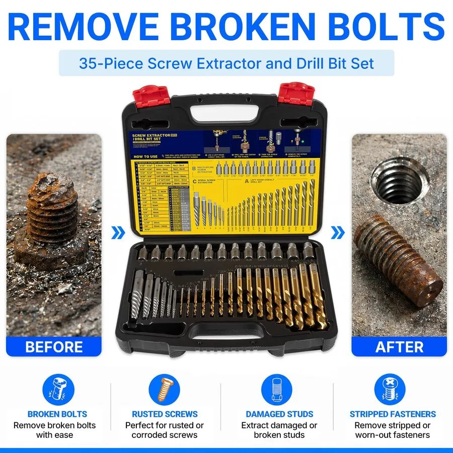 Режущий инструмент 35-Piece Screw Extractor and Drill Bit Set 11135ZR Remove Bro — фото лота 1