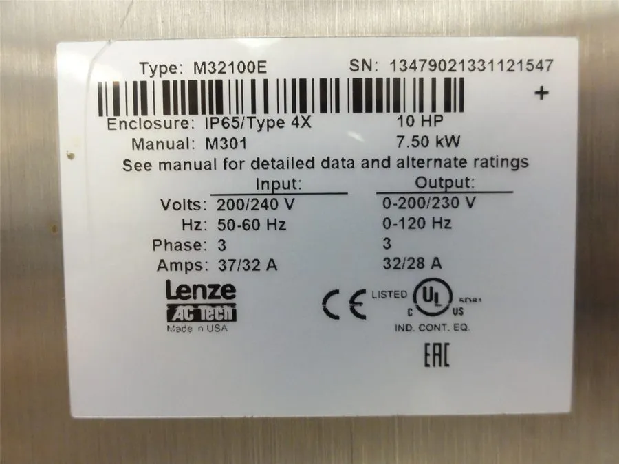 Частотный преобразователь 255151 New- Lenze M32100E AC Tech Frequency Drive 200-