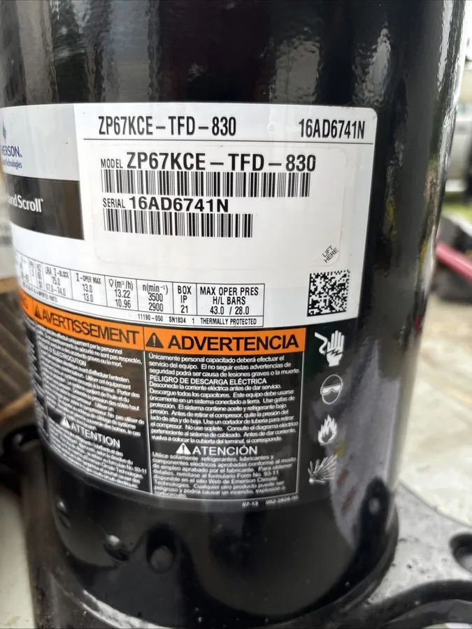 Компрессор EMERSON COPELAND SCROLL Compressor ZP72KCE-TFD-830 — фото лота 1