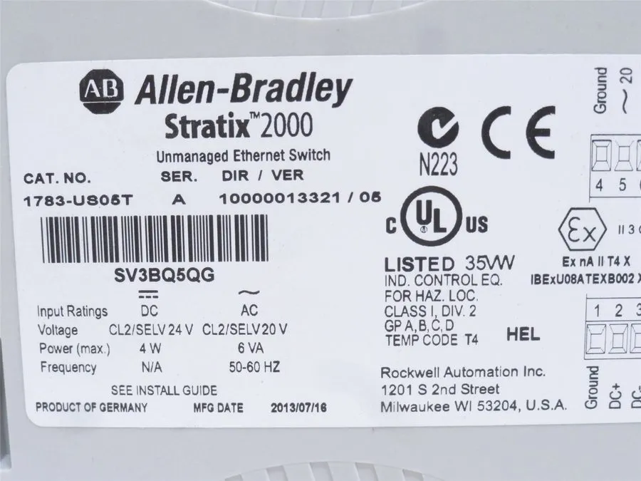 Коммутатор 245477 Old-Stock; Allen-Bradley 1783-US05T Ethernet Switch; 5-Port; 2