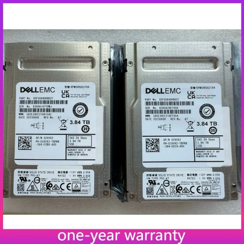 SSD-накопитель 2XVX2 02XVX2 Dell EMC 3.84TB 24Gbps SAS RI TLC 2.5'' SSD 14/15/16