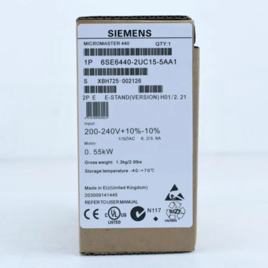 Частотный преобразователь Siemens 6SE6440-2UC15-5AA1 MICROMASTER440 without filt