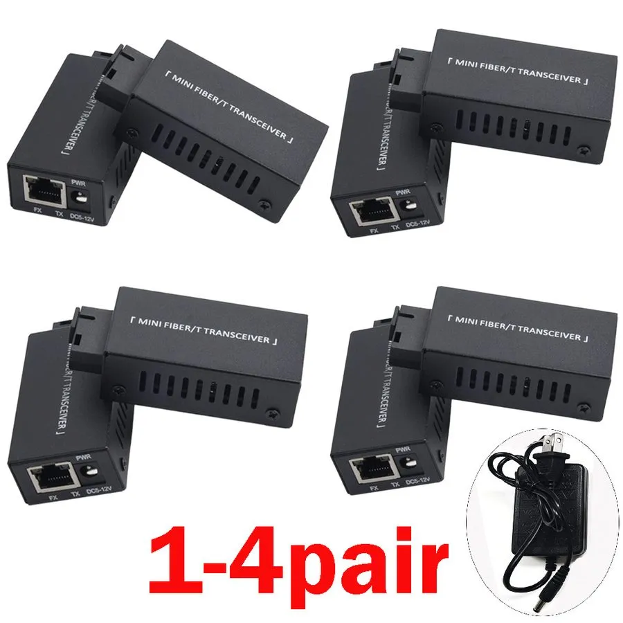 Медиаконвертер Fiber Media Converter Gigabit 100/1000Mbps SC to RJ45 20KM 1-4Pai — фото лота 1