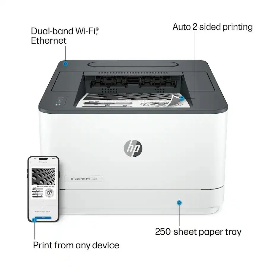 Лазерный принтер HP LaserJet Pro 3001dw Laser Printer Black And White Wifi Mobil