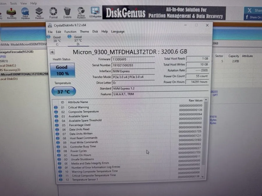 SSD-накопитель Micron 9300 MAX 3.2TB U.2 NVMe Enterprise SSD MTFDHAL3T2TDR — фото лота 2