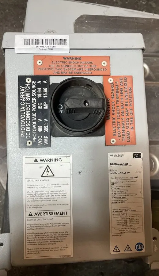 Инвертор SMA SB4000TL-US-22 Grid-Tie Solar Inverter w/ Mounting Plate & Disconne — фото лота 4
