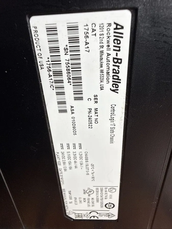 ПЛК Allen Bradley 1756-A17 Ser C And 1756-PA75 Ser B