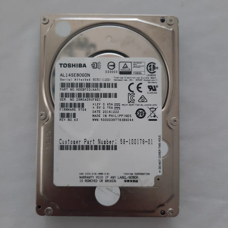 Жёсткий диск 0453KG DELL 453KG AL14SEB060N 600GB 10K SAS 12Gbps 2.5" HDD Hard Dr