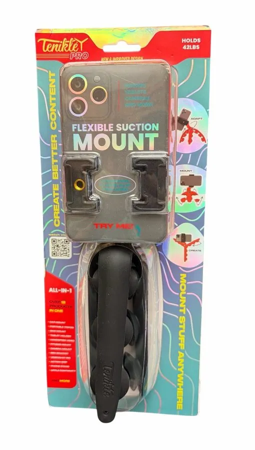 Вакуумная присоска Tenikle PRO Bendable Suction Cup Tripod Mount Black Model TPR
