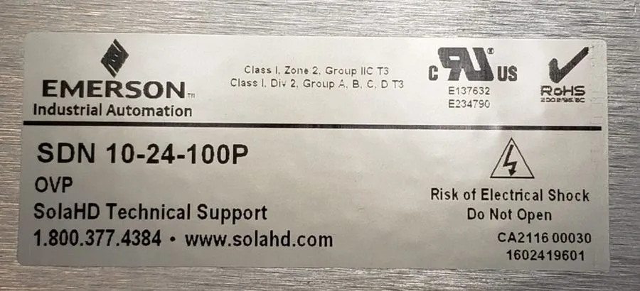 Блок питания Emerson SolaHD SDN 10-24-100P Power Supply 24VDC 10A 240W DIN Rail