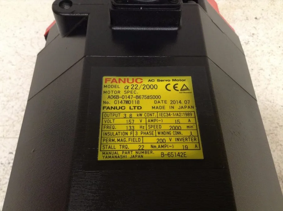Серводвигатель Fanuc A06B-0147-B675#S000 a22/2000 AC Servo Motor 157 V 3.8 kW A0