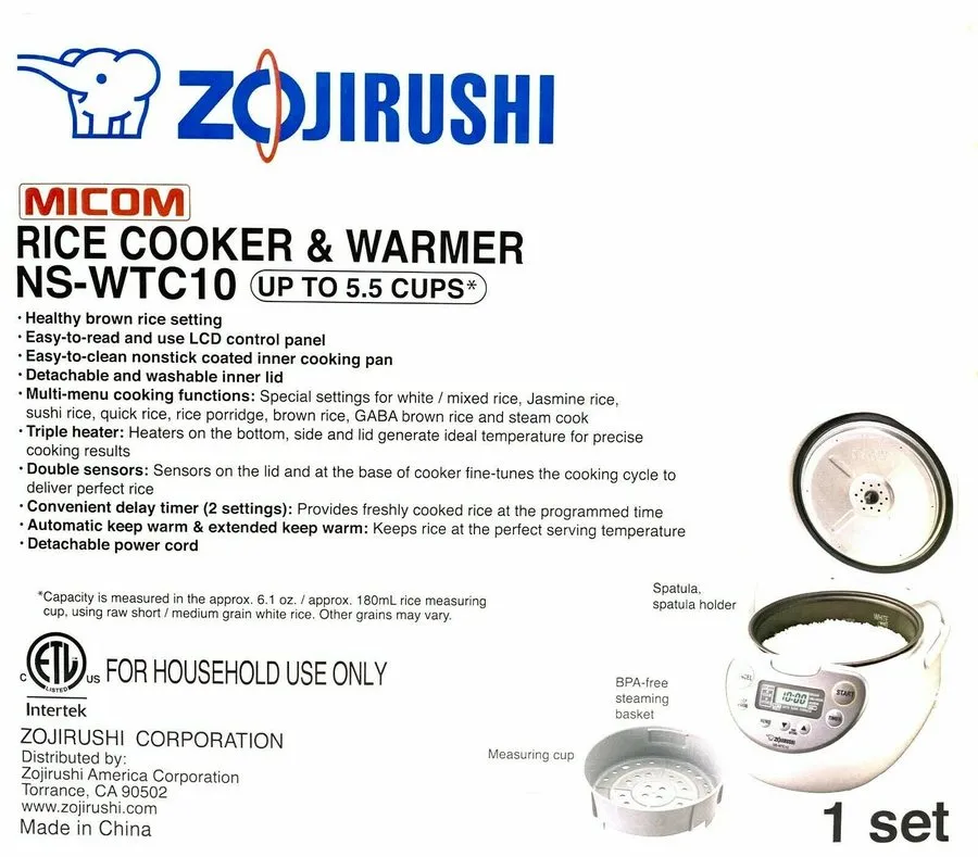 Рисоварка Zojirushi NS-WTC10 (5.5 Cup) MiCOM Rice Cooker and Warmer — фото лота 1