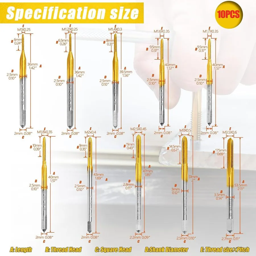 Режущий инструмент SMJXTOP Micro Metric Taps Bits Set with Tap Wrench,M1-M3.5 Mi