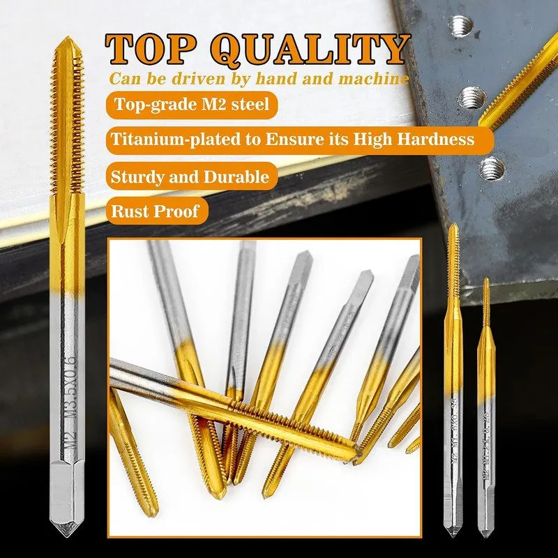 Режущий инструмент SMJXTOP Micro Metric Taps Bits Set with Tap Wrench,M1-M3.5 Mi — фото лота 2