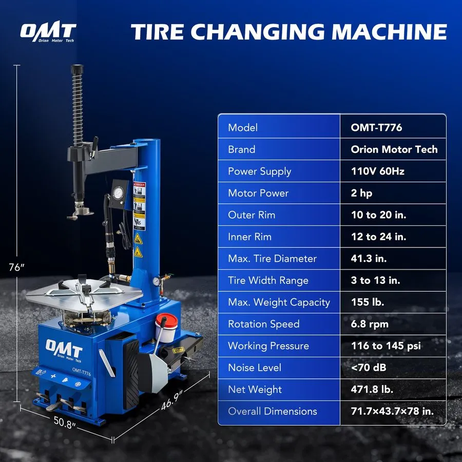 Шиномонтажный станок Tire Changer OMT-T776, Tire Repaire Machine, Garage Equipme — фото лота 1