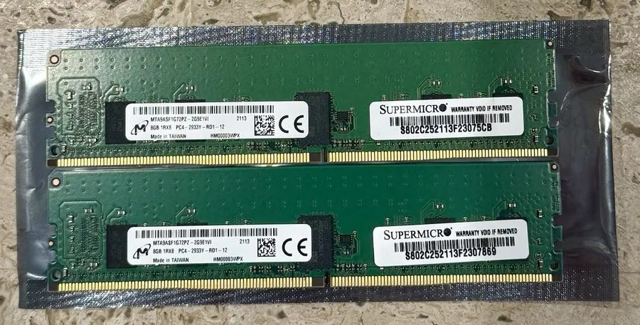 Модуль памяти 20x Micron MTA9ASF1G72PZ-2G9E1 8GB DDR4-2933 Reg ECC RDIMM RAM 1Rx