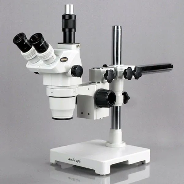 Микроскоп AmScope 6.7X-45X Trinocular Boom Stereo Microscope w/ Focusable Eyepie