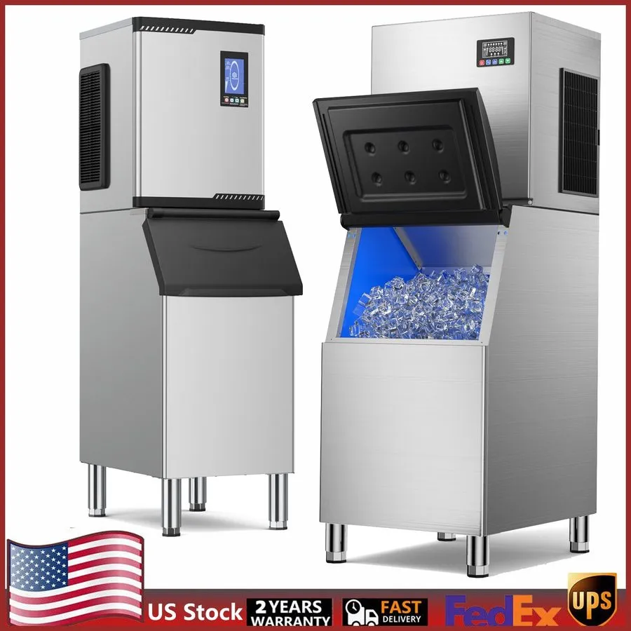 Льдогенератор 550LB/24H Commercial Ice Maker Machine Extra Large Storage Bin, Au