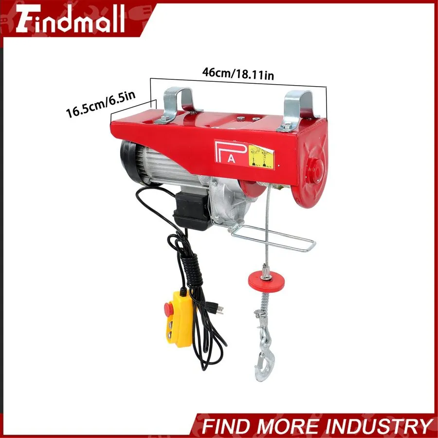 Таль 2200lbs Mini Electric Hoist 14ft/4.2m Wired Remote Control 1600W Crane Winc
