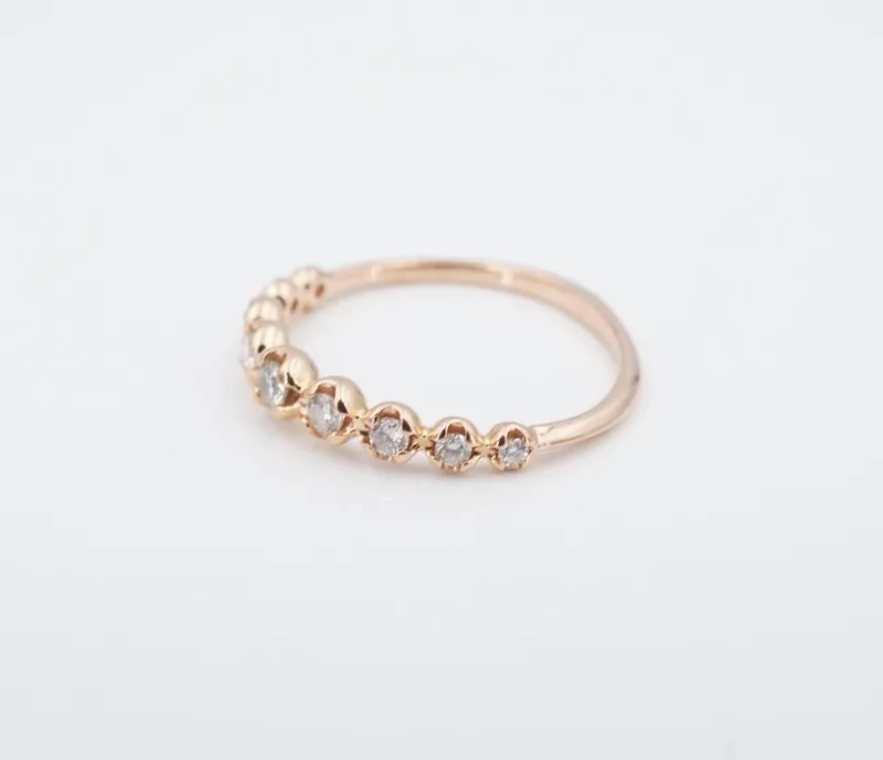Оборудование 14k Diamond Half Eternity Wedding Band Stacker Ring Rose Gold Size  — фото лота 1