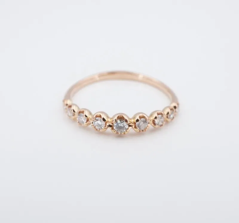 Оборудование 14k Diamond Half Eternity Wedding Band Stacker Ring Rose Gold Size  — фото лота 2