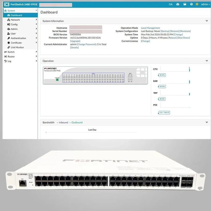 Коммутатор Fortinet FS-248E-FPOE FortiSwitch 48-Port PoE Gigabit Switch
