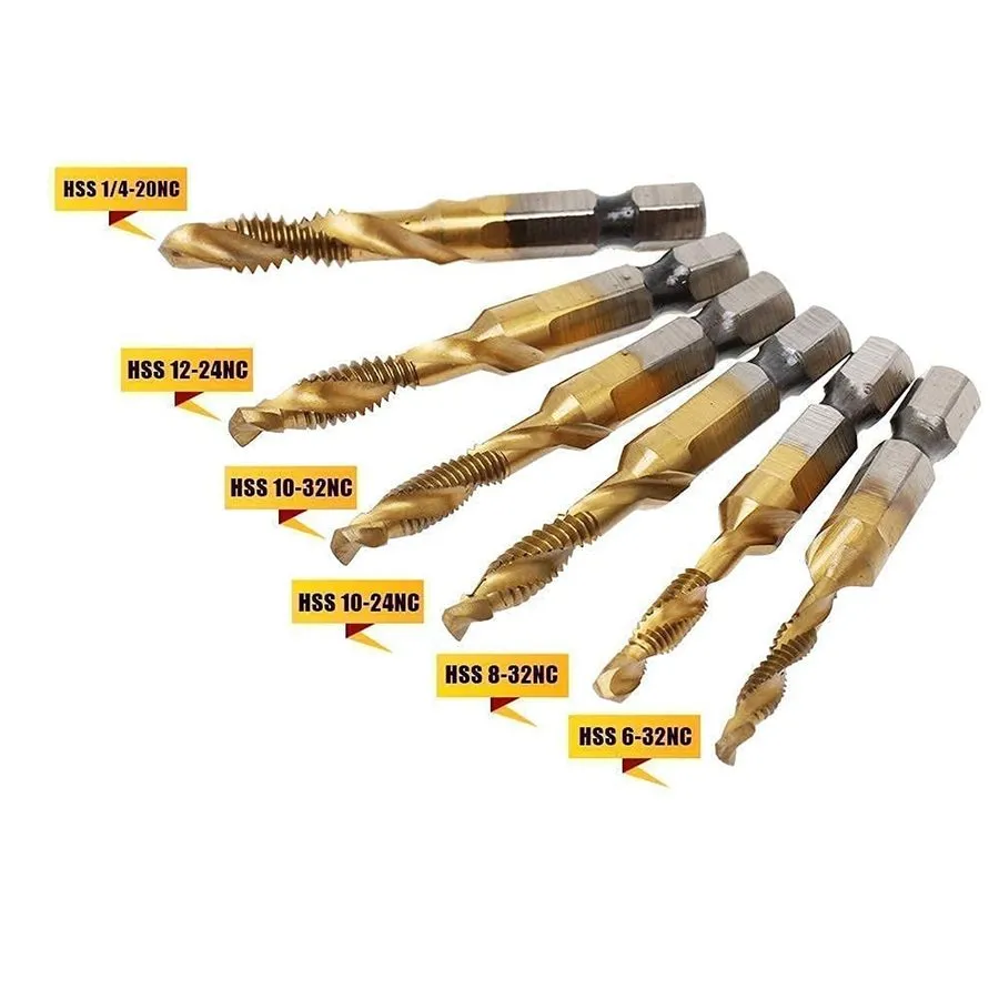 Режущий инструмент Combination Drill and Tap Set, HSS Titanium Thread Taps 6-32N
