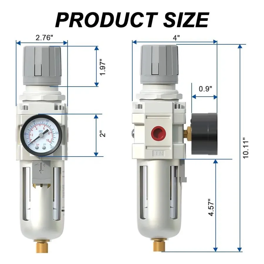 Регулятор давления 1/2" NPT Air Compressor Filter & Pressure Regulator Combo AW4