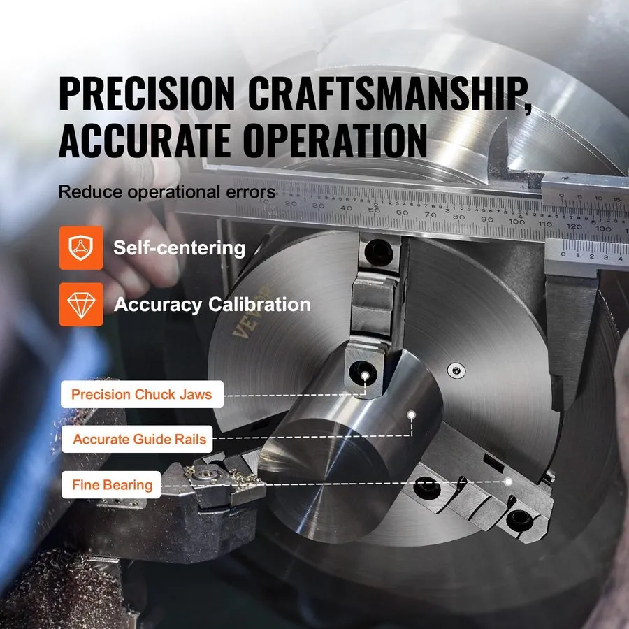 Режущий инструмент 3-Jaw Lathe Chuck, 8'', Self-Centering Lathe Chuck, 0.16-8 in