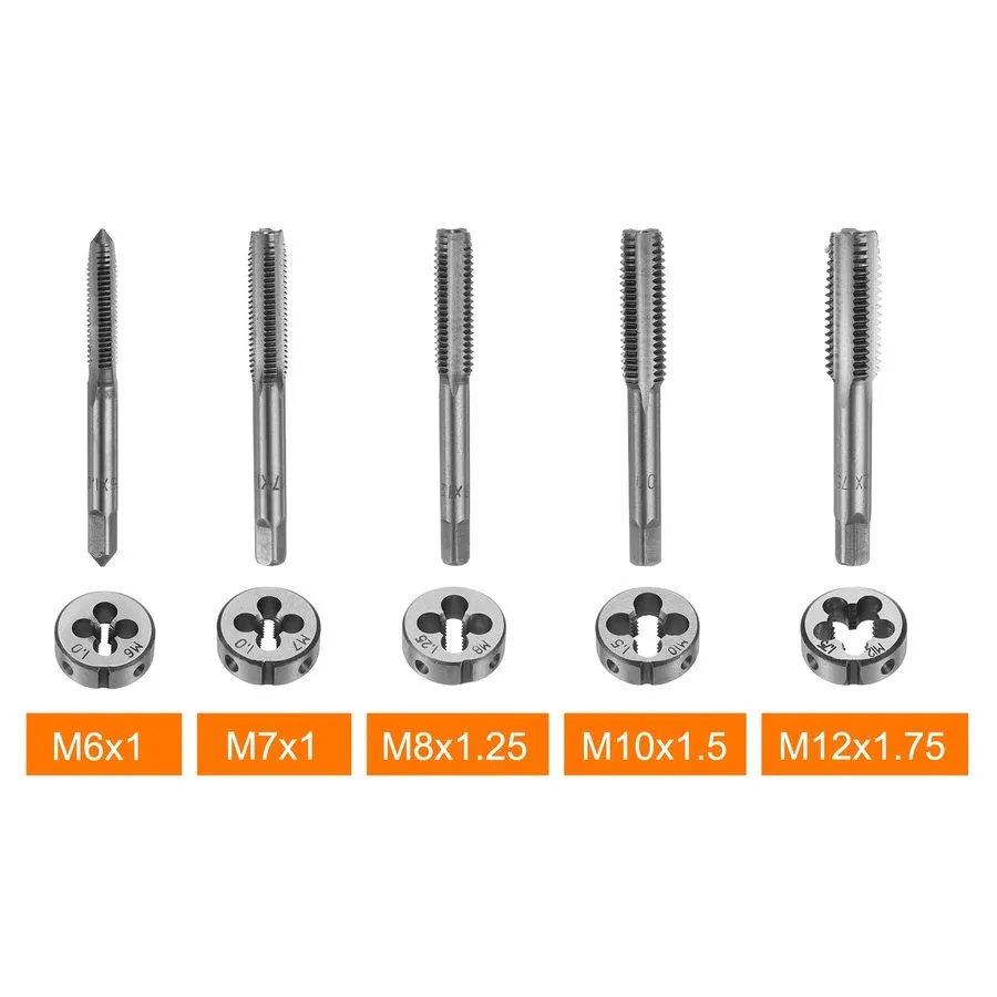 Режущий инструмент Tap And Die Set Metric Wrench Cuts M6-M12 Bolts Hard Case ENG — фото лота 1