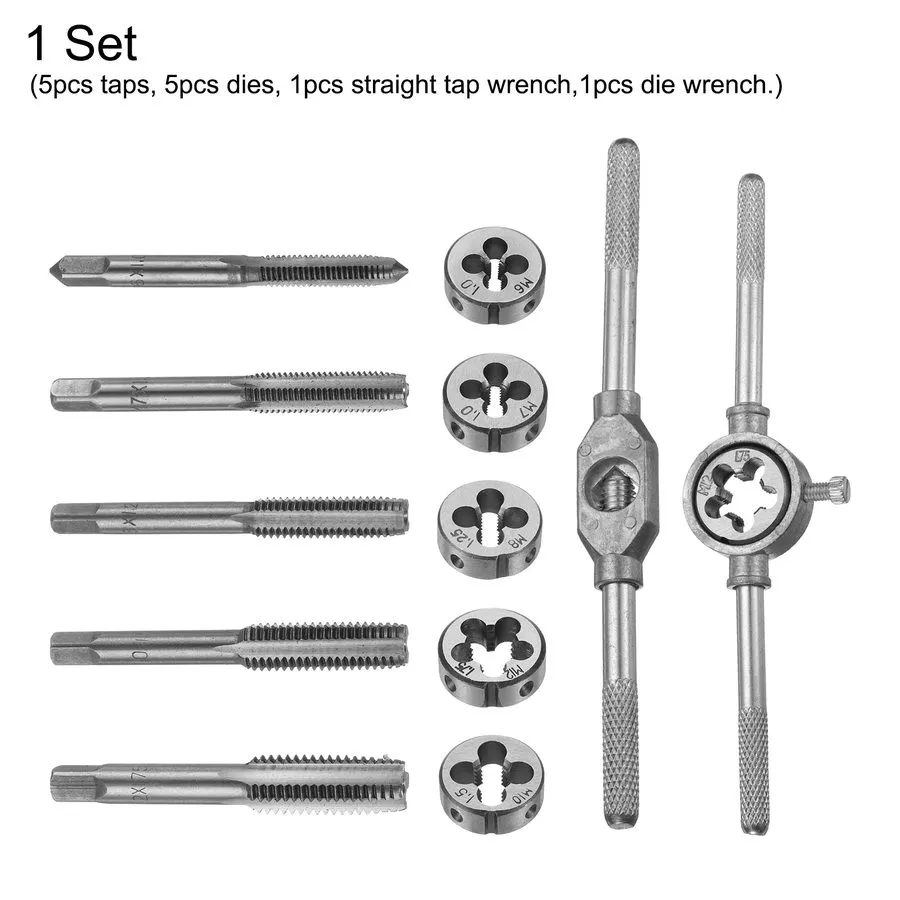 Режущий инструмент Tap And Die Set Metric Wrench Cuts M6-M12 Bolts Hard Case ENG — фото лота 2