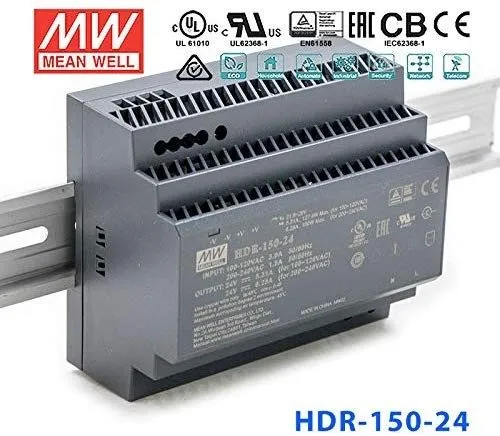 Блок питания Mean Well HDR-150-24 DIN Rail Power Supply 24VDC 6.25A 150W AC-DC