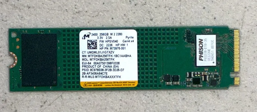 SSD-накопитель Micron 2450 256GB M.2 2230 PCIe 4.0 Gen4 x4 SSD MTFDKBA256TFK