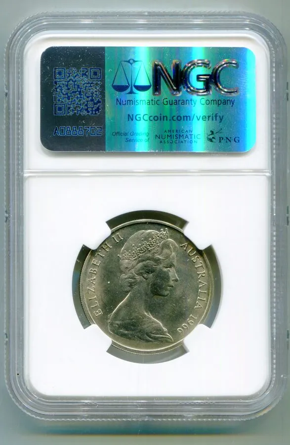 Лабораторный прибор Australia 20 Cents 1966(C) Wavy Base 2 NGC MS64 Et. rare sel — фото лота 1
