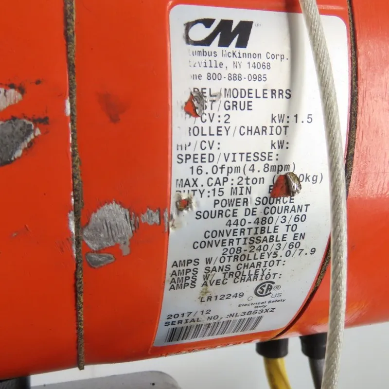 Таль CM Lodestar Model R 2 Ton 4000LB Electric Chain Hoist 8FPM 3Ph 230/460V 20'