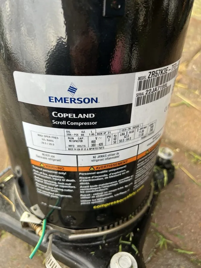 Компрессор COPELAND SCROLL COMPRESSOR model ZR57K3E TF5- 950 Year 2020 230v 3 ph
